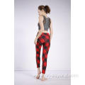 Ladies Tartan Printed High Waist High Elastic leggings